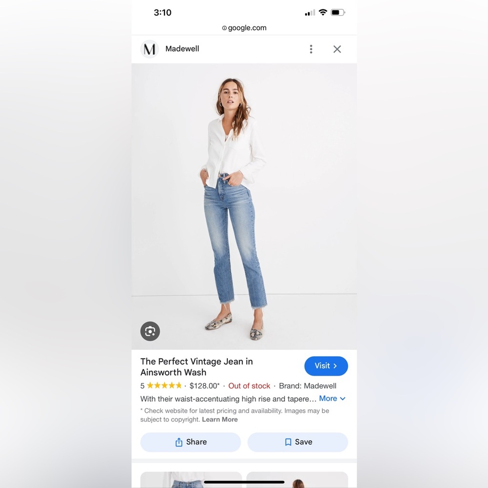 Madewell 28R The Perfect Vintage Jean EUC